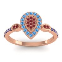 Ruby Fashion Ring In 18K Rose Gold With Swiss Blue Topaz And Blue Sapphire – Tambula Statement Ring
