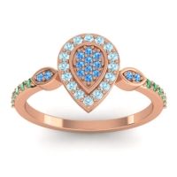 Swiss Blue Topaz Fashion Ring In 14K Rose Gold With Aquamarine And Emerald – Tambula Statement Ring