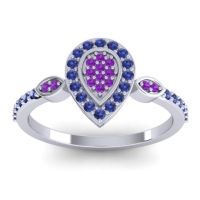 Amethyst Fashion Ring In Palladium With Blue Sapphire – Tambula Statement Ring