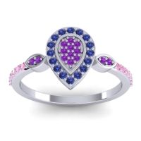 Amethyst Fashion Ring In Palladium With Blue Sapphire And Pink Tourmaline – Tambula Statement Ring