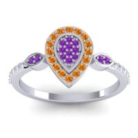Amethyst Fashion Ring In Palladium With Citrine And Diamond – Tambula Statement Ring