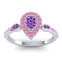 Amethyst Fashion Ring In Palladium With Pink Tourmaline – Tambula Statement Ring