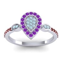Aquamarine Fashion Ring In Platinum With Amethyst And Garnet – Tambula Statement Ring