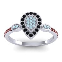 Aquamarine Fashion Ring In Platinum With Black Onyx And Garnet – Tambula Statement Ring