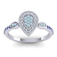 Aquamarine Fashion Ring In 14k White Gold With Lab Diamond And Blue Sapphire – Tambula Statement Ring