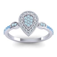 Aquamarine Fashion Ring In Platinum With Lab Diamond And Swiss Blue Topaz – Tambula Statement Ring