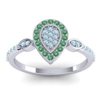 Aquamarine Fashion Ring In Platinum With Emerald – Tambula Statement Ring