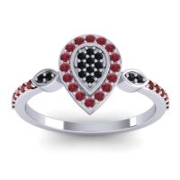 Black Onyx Fashion Ring In Palladium With Ruby And Garnet – Tambula Statement Ring