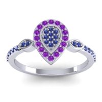 Blue Sapphire Fashion Ring In Palladium With Amethyst – Tambula Statement Ring