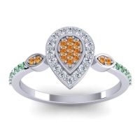 Citrine Fashion Ring In Palladium With Lab Diamond And Emerald – Tambula Statement Ring