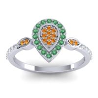 Citrine Fashion Ring In Palladium With Emerald And Lab Diamond – Tambula Statement Ring
