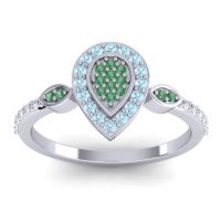 Emerald Fashion Ring In Palladium With Aquamarine And Lab Diamond – Tambula Statement Ring