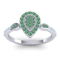 Emerald Fashion Ring In Platinum With Aquamarine – Tambula Statement Ring