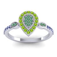 Emerald Fashion Ring In Platinum With Peridot And Blue Sapphire – Tambula Statement Ring