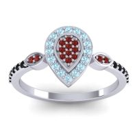 Garnet Fashion Ring In Platinum With Aquamarine And Black Onyx – Tambula Statement Ring