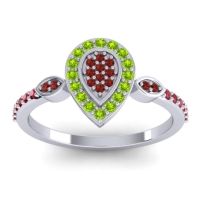 Garnet Fashion Ring In 18k White Gold With Peridot And Ruby – Tambula Statement Ring