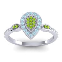 Peridot Fashion Ring In Palladium With Aquamarine And Diamond – Tambula Statement Ring