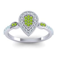 Peridot Fashion Ring In Palladium With Diamond And Aquamarine – Tambula Statement Ring