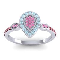 Pink Tourmaline Fashion Ring In Platinum With Aquamarine And Ruby – Tambula Statement Ring