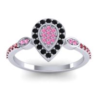 Pink Tourmaline Fashion Ring In Platinum With Black Onyx And Ruby – Tambula Statement Ring