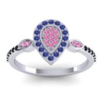Pink Tourmaline Fashion Ring In Palladium With Blue Sapphire And Black Onyx – Tambula Statement Ring