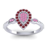 Pink Tourmaline Fashion Ring In 14k White Gold With Ruby And Diamond – Tambula Statement Ring