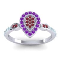 Ruby Fashion Ring In Platinum With Amethyst And Aquamarine – Tambula Statement Ring