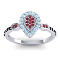 Ruby Fashion Ring In Platinum With Aquamarine And Black Onyx – Tambula Statement Ring