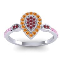 Ruby Fashion Ring In Platinum With Citrine And Pink Tourmaline – Tambula Statement Ring