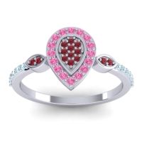 Ruby Fashion Ring In Platinum With Pink Tourmaline And Aquamarine – Tambula Statement Ring