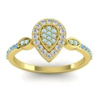 Aquamarine Fashion Ring In 14k Yellow Gold With Diamond And Swiss Blue Topaz – Tambula Statement Ring