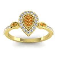 Citrine Fashion Ring In 14k Yellow Gold With Lab Diamond – Tambula Statement Ring