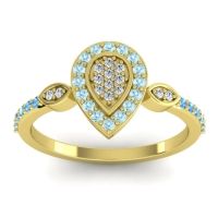 Diamond Fashion Ring In 14k Yellow Gold With Aquamarine And Swiss Blue Topaz – Tambula Statement Ring