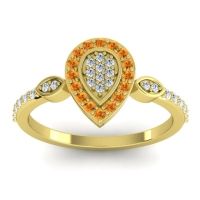 Lab Diamond Fashion Ring In 14k Yellow Gold With Citrine And Diamond – Tambula Statement Ring