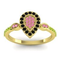 Pink Tourmaline Fashion Ring In 18k Yellow Gold With Black Onyx And Peridot – Tambula Statement Ring