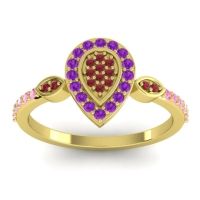 Ruby Fashion Ring In 18k Yellow Gold With Amethyst And Pink Tourmaline – Tambula Statement Ring