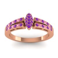 Amethyst Fashion Ring In 14K Rose Gold With Pink Tourmaline – Tari Statement Ring