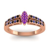 Amethyst Fashion Ring In 14K Rose Gold With Black Onyx And Blue Sapphire – Tari Statement Ring