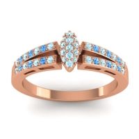 Aquamarine Fashion Ring In 14K Rose Gold With Swiss Blue Topaz – Tari Statement Ring