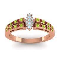 Aquamarine Fashion Ring In 14K Rose Gold With Peridot And Garnet – Tari Statement Ring