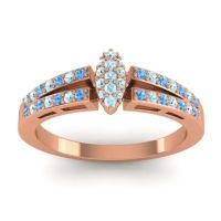 Aquamarine Fashion Ring In 14K Rose Gold With Swiss Blue Topaz – Tari Statement Ring