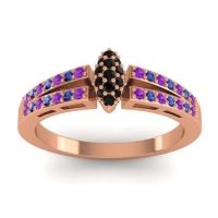 Black Onyx Fashion Ring In 14K Rose Gold With Amethyst And Blue Sapphire – Tari Statement Ring