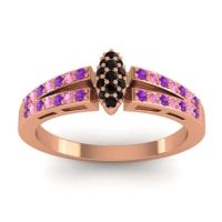 Black Onyx Fashion Ring In 14K Rose Gold With Amethyst And Pink Tourmaline – Tari Statement Ring