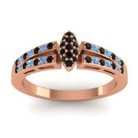 Black Onyx Fashion Ring In 18K Rose Gold With Swiss Blue Topaz – Tari Statement Ring
