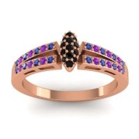 Black Onyx Fashion Ring In 14K Rose Gold With Blue Sapphire And Amethyst – Tari Statement Ring
