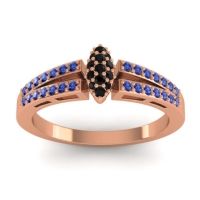 Black Onyx Fashion Ring In 14K Rose Gold With Blue Sapphire – Tari Statement Ring