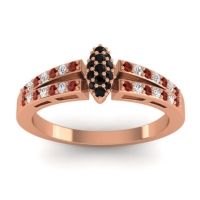 Black Onyx Fashion Ring In 14K Rose Gold With Garnet And Diamond – Tari Statement Ring