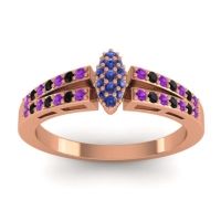 Blue Sapphire Fashion Ring In 14K Rose Gold With Amethyst And Black Onyx – Tari Statement Ring