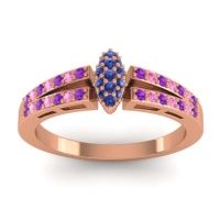 Blue Sapphire Fashion Ring In 14K Rose Gold With Amethyst And Pink Tourmaline – Tari Statement Ring