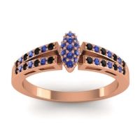 Blue Sapphire Fashion Ring In 14K Rose Gold With Black Onyx – Tari Statement Ring